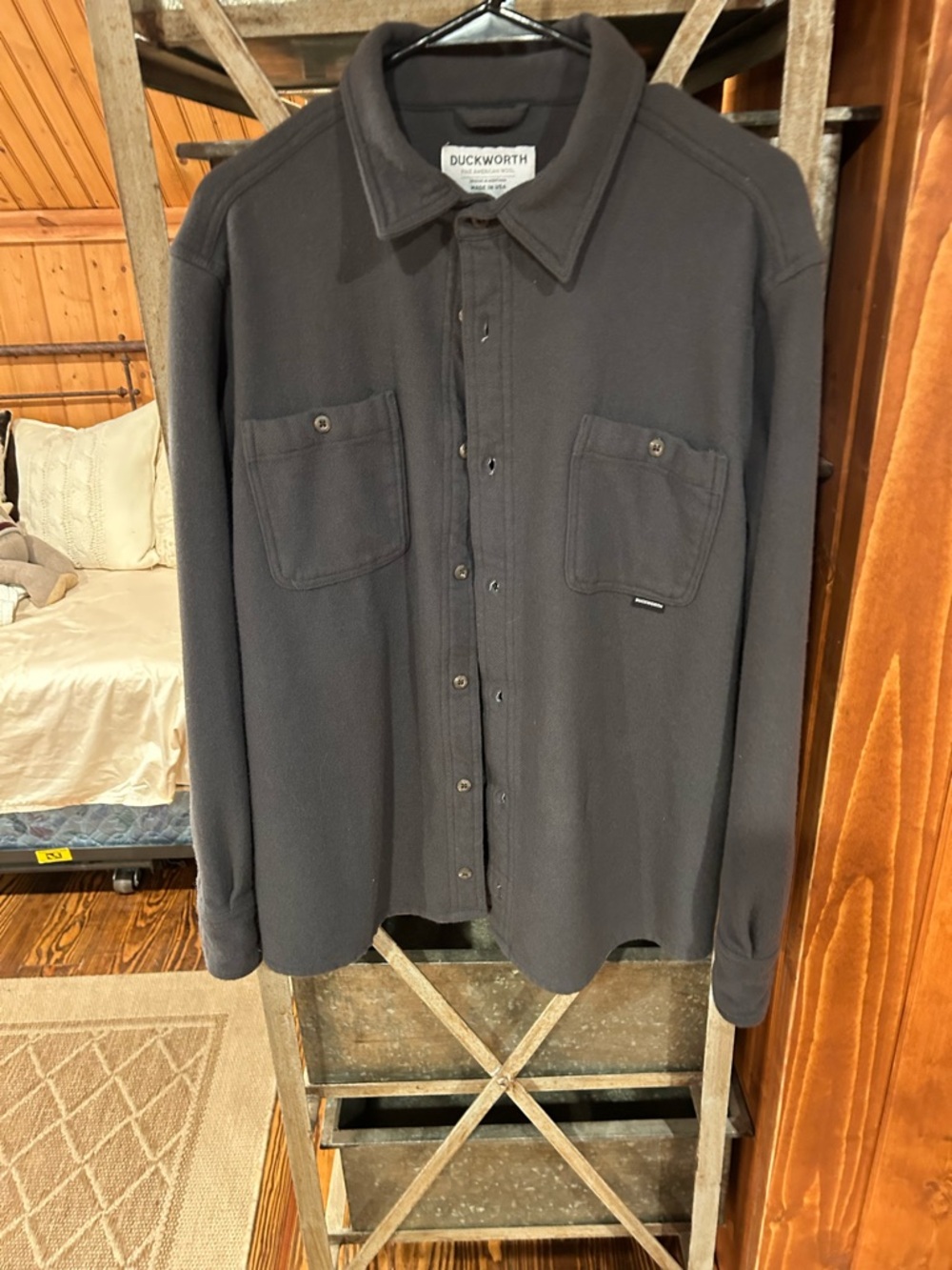 Duckworth Men's Casual Button-Down Shirt in Dark Brown Wool - Picture 2 of 4